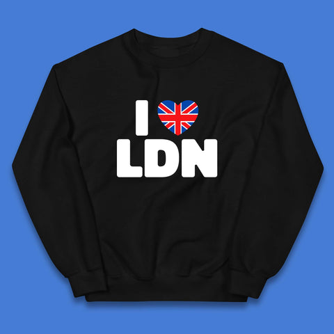 I Love LDN UK United Kingdom British England I Love London Kids Jumper