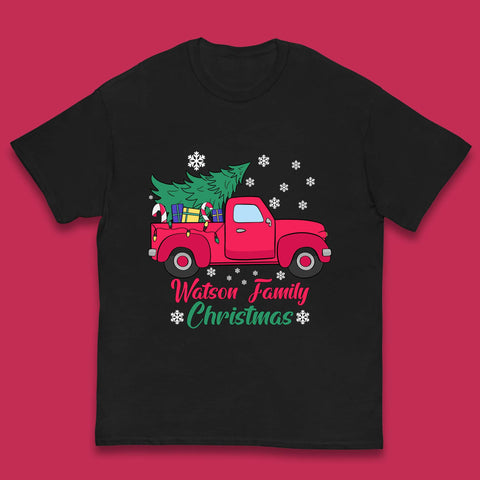 Personalised Family Christmas Red Truck With Christmas Tree To Delivery Christmas Gifts Xmas Kids T Shirt