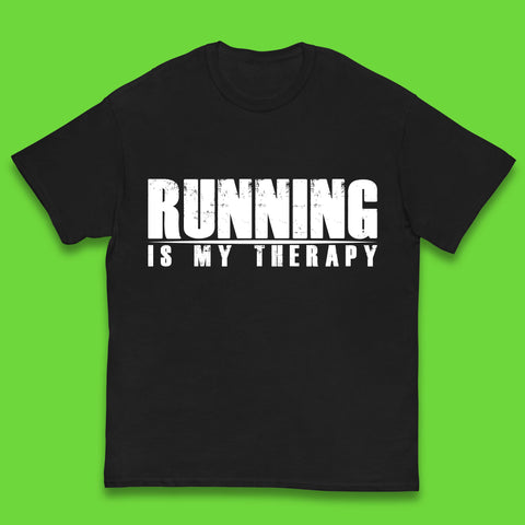 Running Is My Therapy Runner Running Lover Fitness Exercise  Running Therapy Kids T Shirt