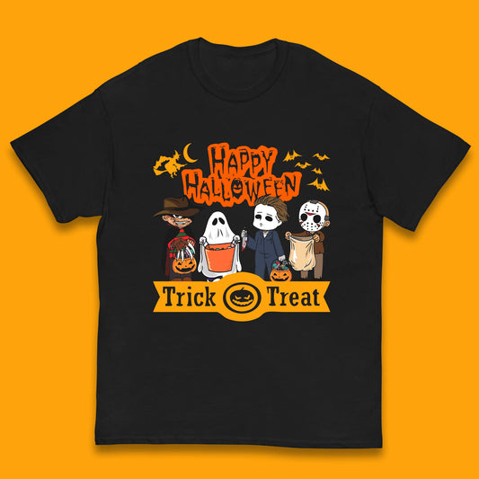 Happy Halloween Trick Or Treat Chibi Horror Movie Characters Killer Kids T Shirt