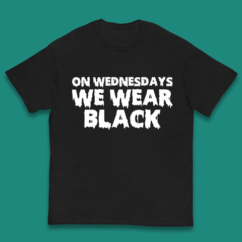 On Wednesday We Wear Black Halloween Wednesday Addams Horror Movie Trending Tv Series Kids T Shirt