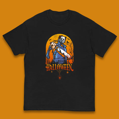 Halloween Michael Myers Holding Bloody Knife Halloween Serial Killer Horror Movie Character Kids T Shirt