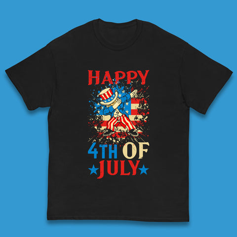 Dabbing Uncle Sam Happy 4th Of July USA Flag Independence Day Funny Dab Dance Kids T Shirt