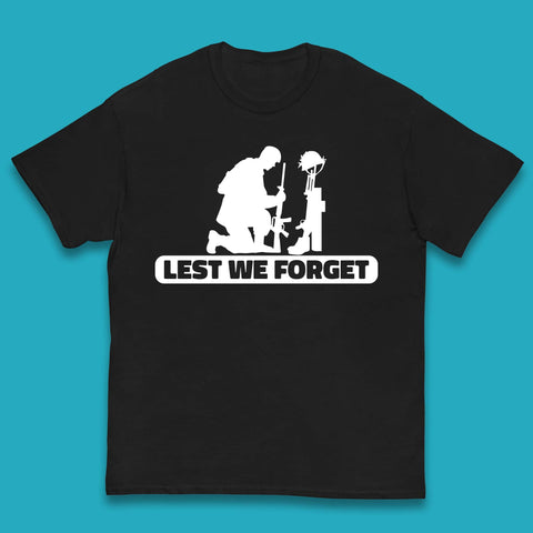 Lest We Forget Kneeling Soldier Remembrance Day British Armed Forces Day Kids T Shirt