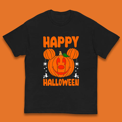 Happy Halloween Disney Mickey Mouse Jack-o-lantern Pumpkin Face Horror Scary Disney Trip Kids T Shirt