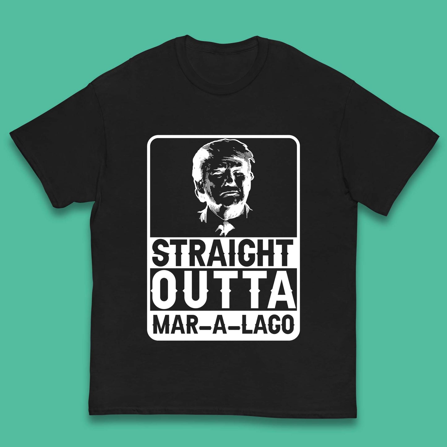 Donald Trump Straight Outta Mar-A-Lago USA Mugshot President Elections 2024 Kids T Shirt