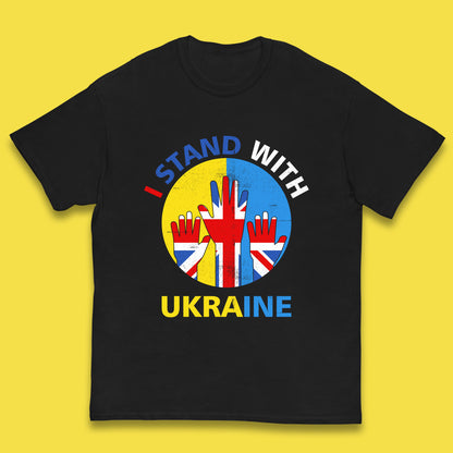 Peace Ukraine I Stand With Ukraine Ukrainian Support United Kingdom British Flag Kids T Shirt