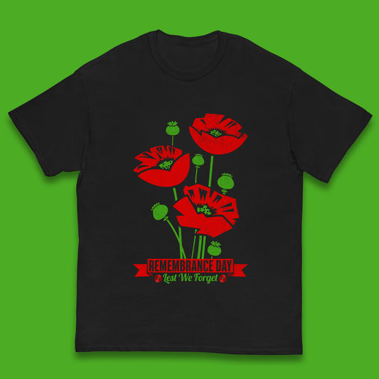 Remembrance Day Lest We Forget British Armed Forces Poppy Flower Kids T Shirt