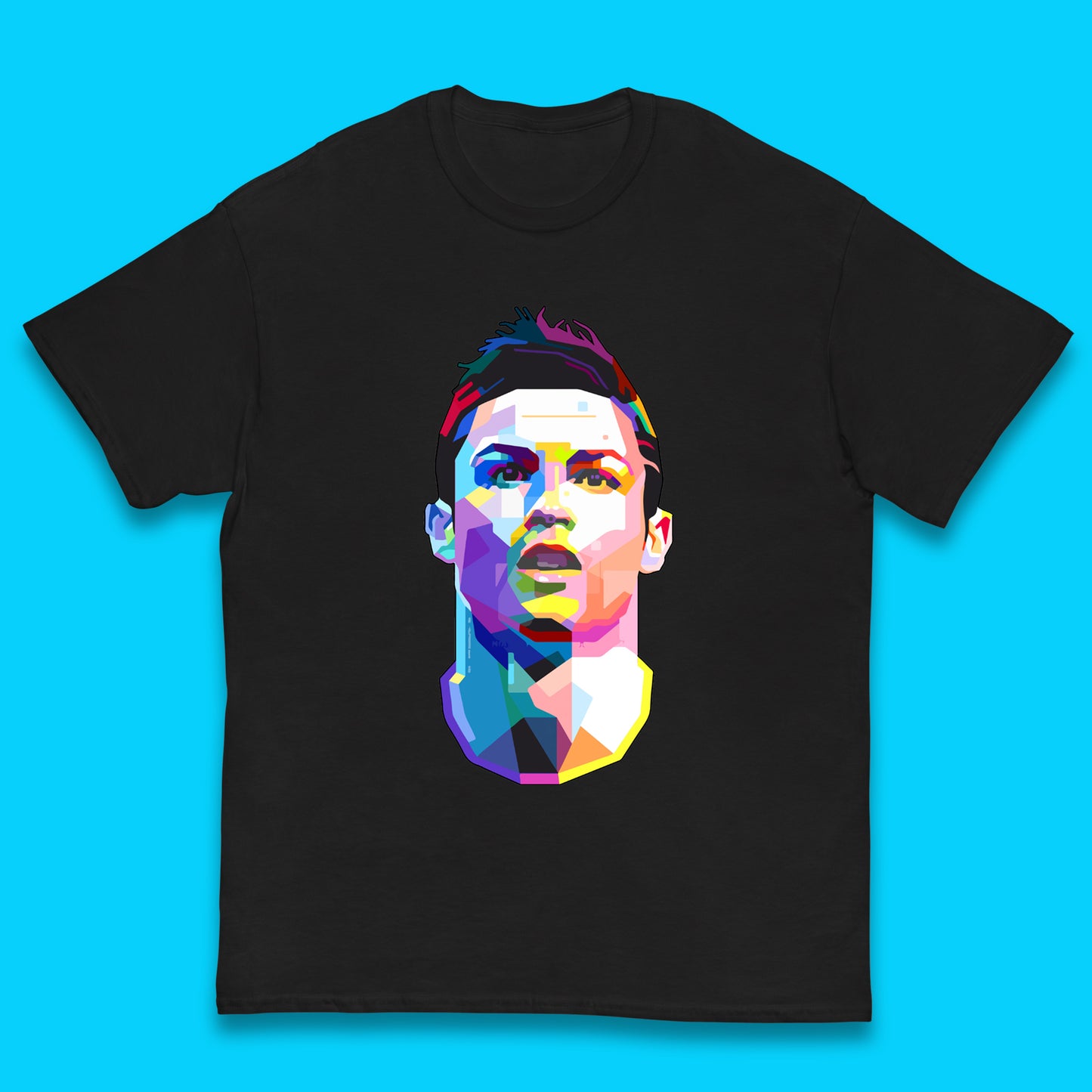 Cristiano Ronaldo Retro Style Portrait Football Player CR7 Portuguese Professional Footballer Soccer Player Sports Champion Kids T Shirt