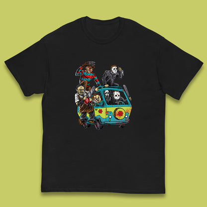 Halloween Scooby Doo Friends Van Horror Movie Villians Characters Mystery Machine Kids T Shirt