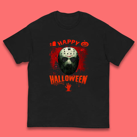 Happy Halloween Jason Voorhees Face Mask Halloween Friday The 13th Horror Movie Kids T Shirt