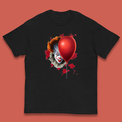 IT Pennywise Clown With Balloon Halloween Evil Clown Costume Horror Movie Serial Killer Kids T Shirt