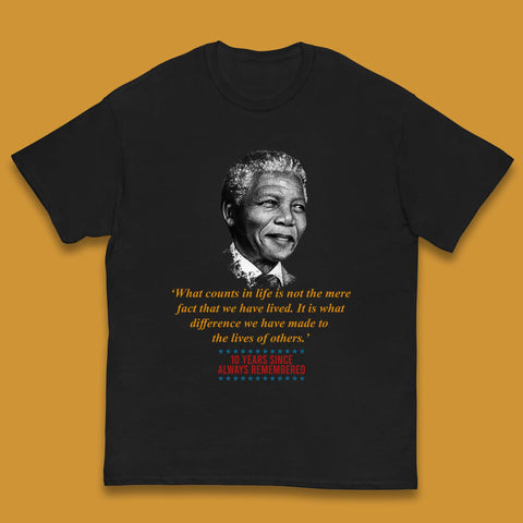10 Years Since Always Remember Nelson Mandela Famous Inspirational Quote National Mandela Day Kids T Shirt