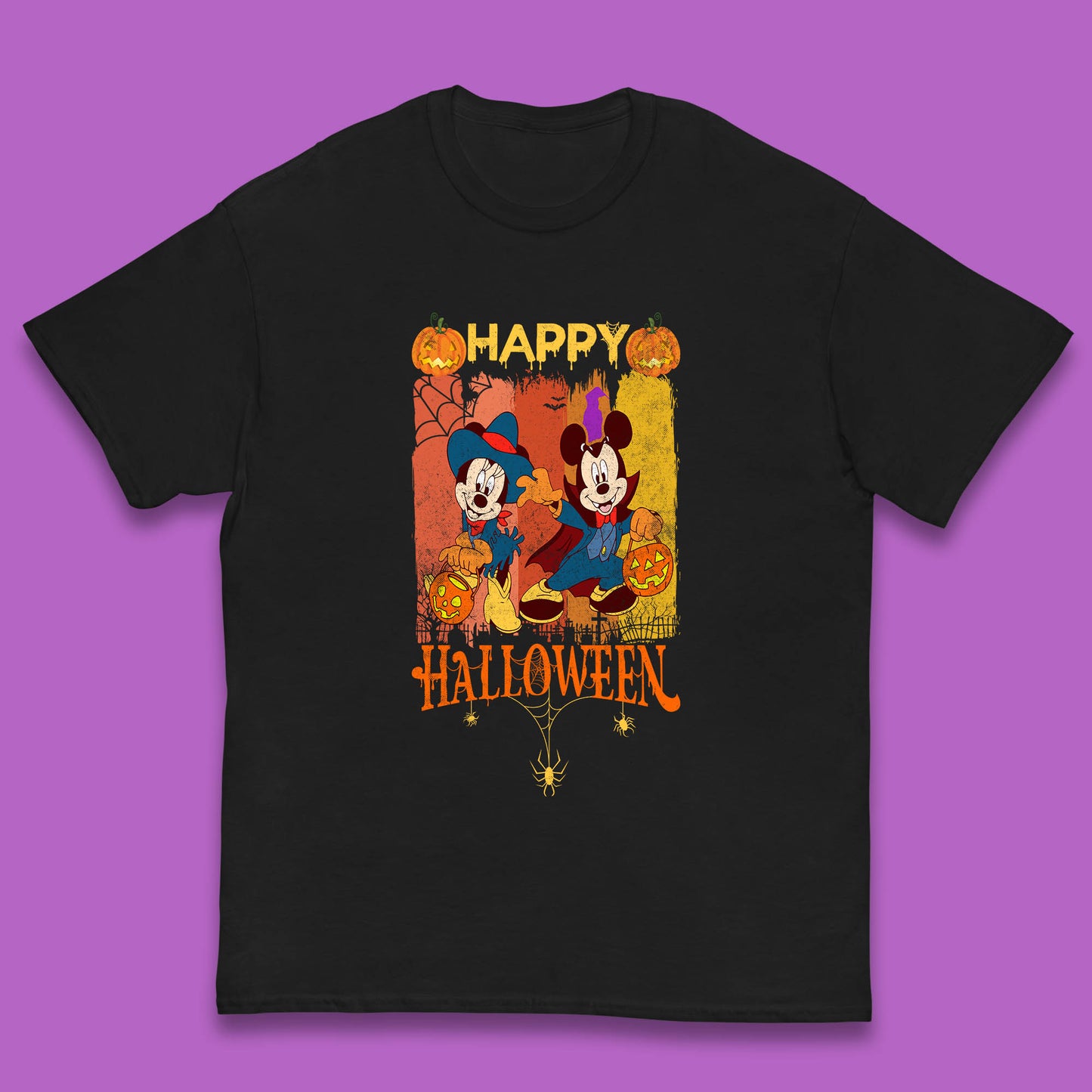 Happy Halloween Disney Witch Mickey Mouse Minnie Mouse Horror Scary Disneyland Trip Kids T Shirt