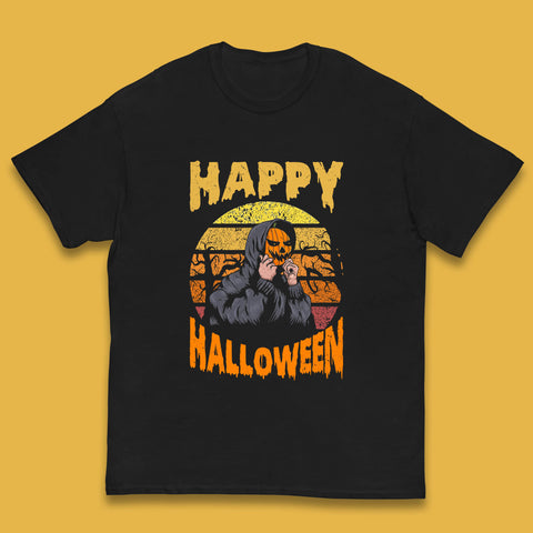 Happy Halloween Jack O Lantern Pumpkin Head Horror Scary Vintage Retro Halloween Kids T Shirt