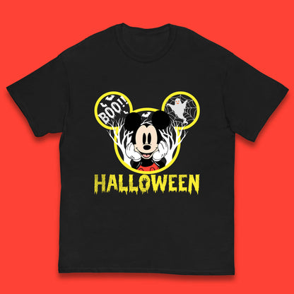 Disney Halloween Mickey Mouse Minnie Mouse Boo Ghost Horror Scary Disneyland Trip Kids T Shirt