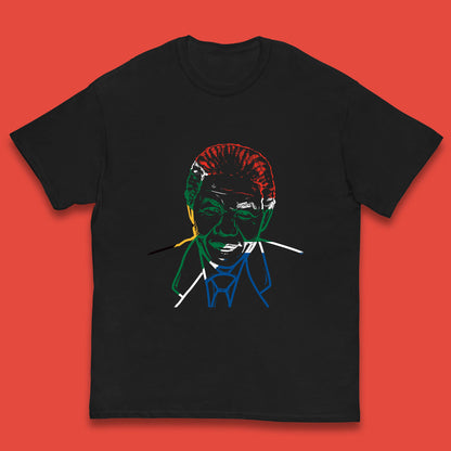 Nelson Mandela Line Art Portrait Black Lives Matter Nelson Mandela International Day Kids T Shirt