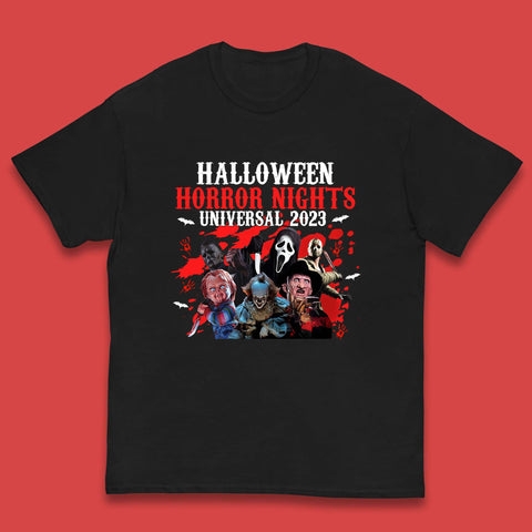 Halloween Horror Nights Universal 2023 Halloween Horror Movie Characters Friends Halloween Serial Killers Kids T Shirt