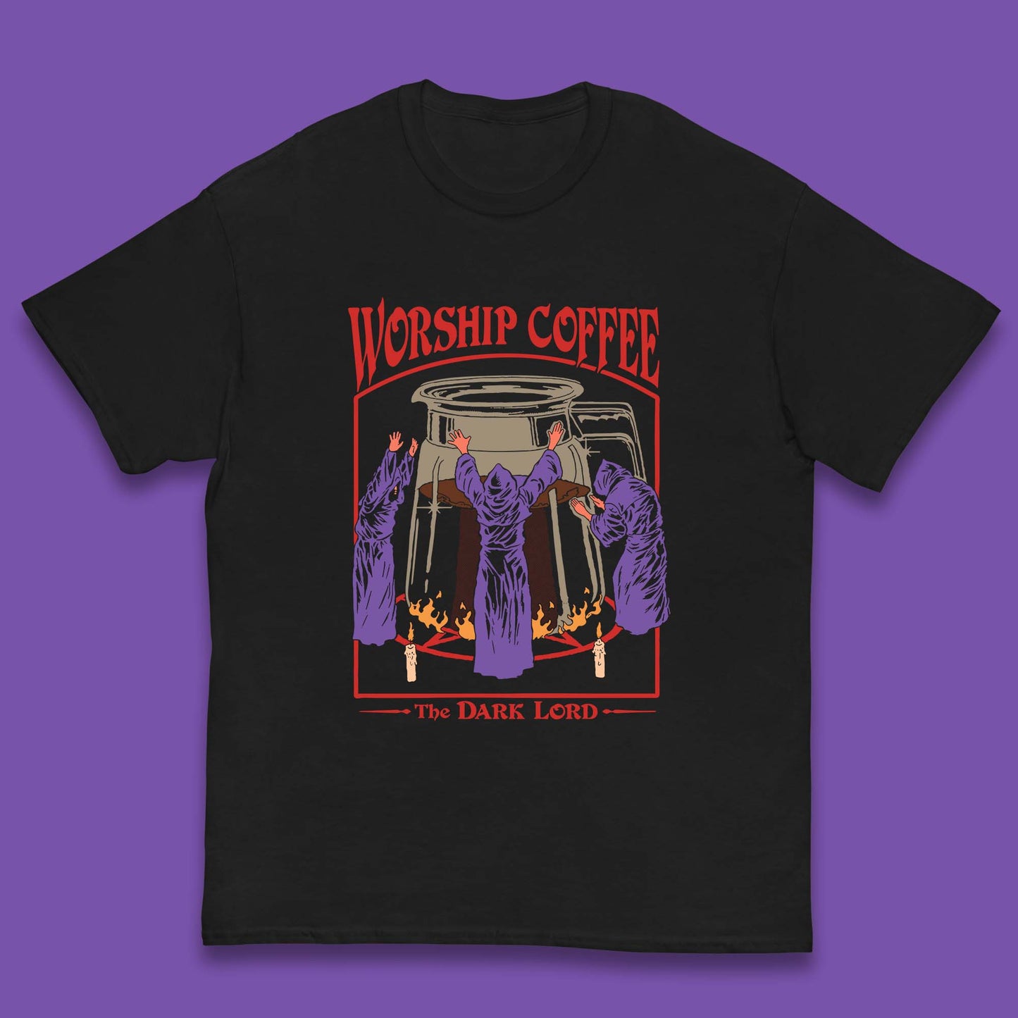 Worship Coffee The Dark Lord Aesthetic Vintage Coffee Retro Halloween Coffee Lover Faith Kids T Shirt