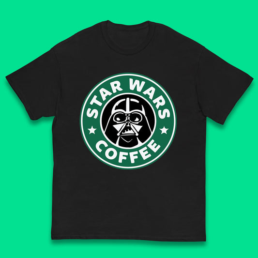 Sci-fi Action Adventure Movie Character Darth Vader Star Wars Coffee Starbucks Coffee Spoof Star Wars 46th Anniversary Kids T Shirt