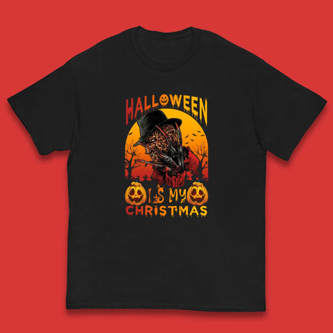 Halloween Is My Christmas Freddy Krueger Horror Movie Character Serial Killer Kids T Shirt