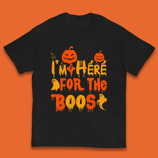 I'm Here For The Boos Halloween Pumpkin Ghost Horror Scary Kids T Shirt