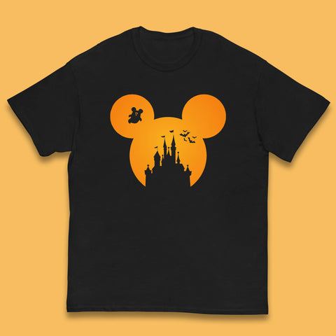 Disney Mickey Mouse Happy Halloween Disney Castle Halloween Scary Boo Flying Bats Kids T Shirt