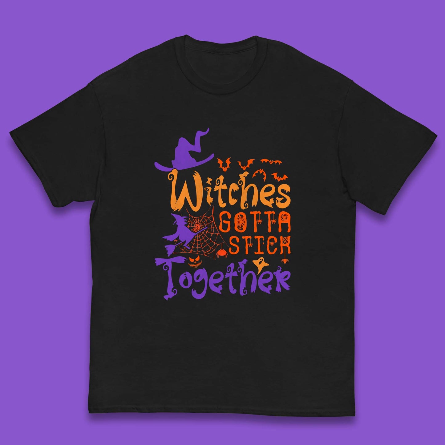 Witches Gotta Stick Together Funny Halloween Witchy Kids T Shirt