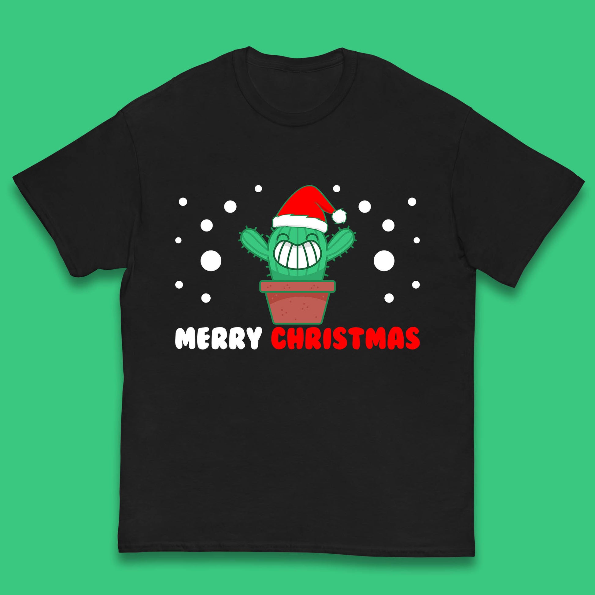 merry christmas little cactus with santa hat t shirt