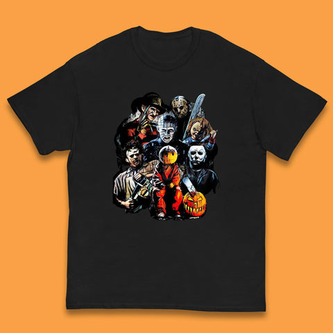 Halloween Horror Movie Characters Friends Halloween Villians Serial Killers Kids T Shirt