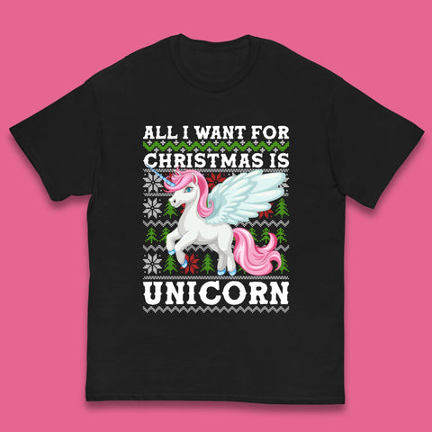 Want Unicorn For Christmas Kids T-Shirt
