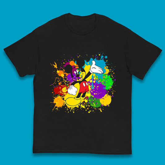 Abstract Paint Splashing On Disney Mickey Mouse Disneyland Trip Kids T Shirt