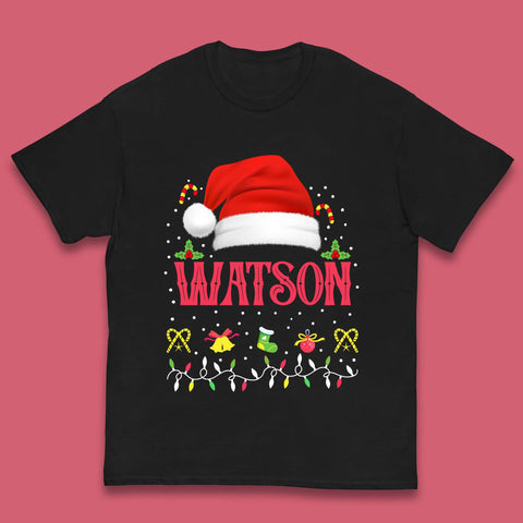 Personalised Merry Christmas Your Name Santa Claus Hat Winter Festive Xmas Kids T Shirt