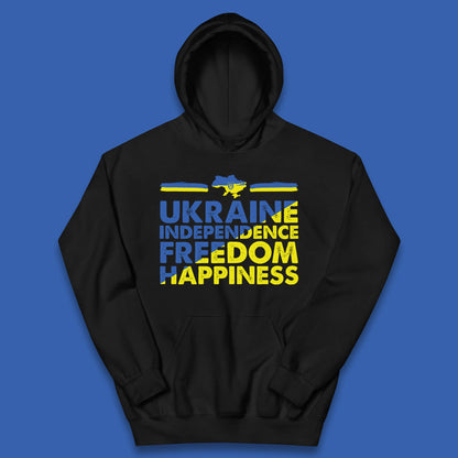 Ukraine Independence Freedom Happiness Proud Ukrainian Patriotic 24 August Independence Day Kids Hoodie