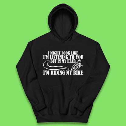 In My Head I'm Riding My Bike Kids Hoodie