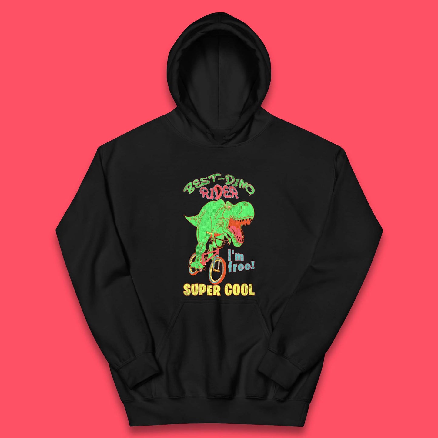 Dinosaur Riding Bicycle Kids Hoodie