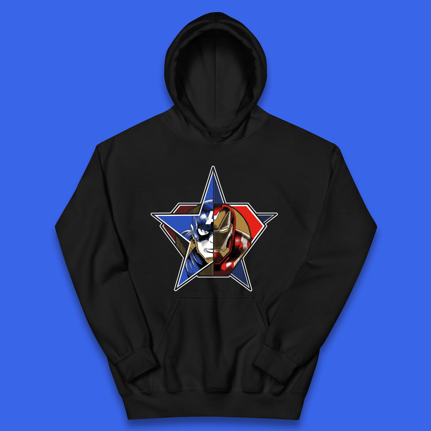 Captain America Logo With Iron Man Marvel Avengers Superheros Movie Character Kids Hoodie