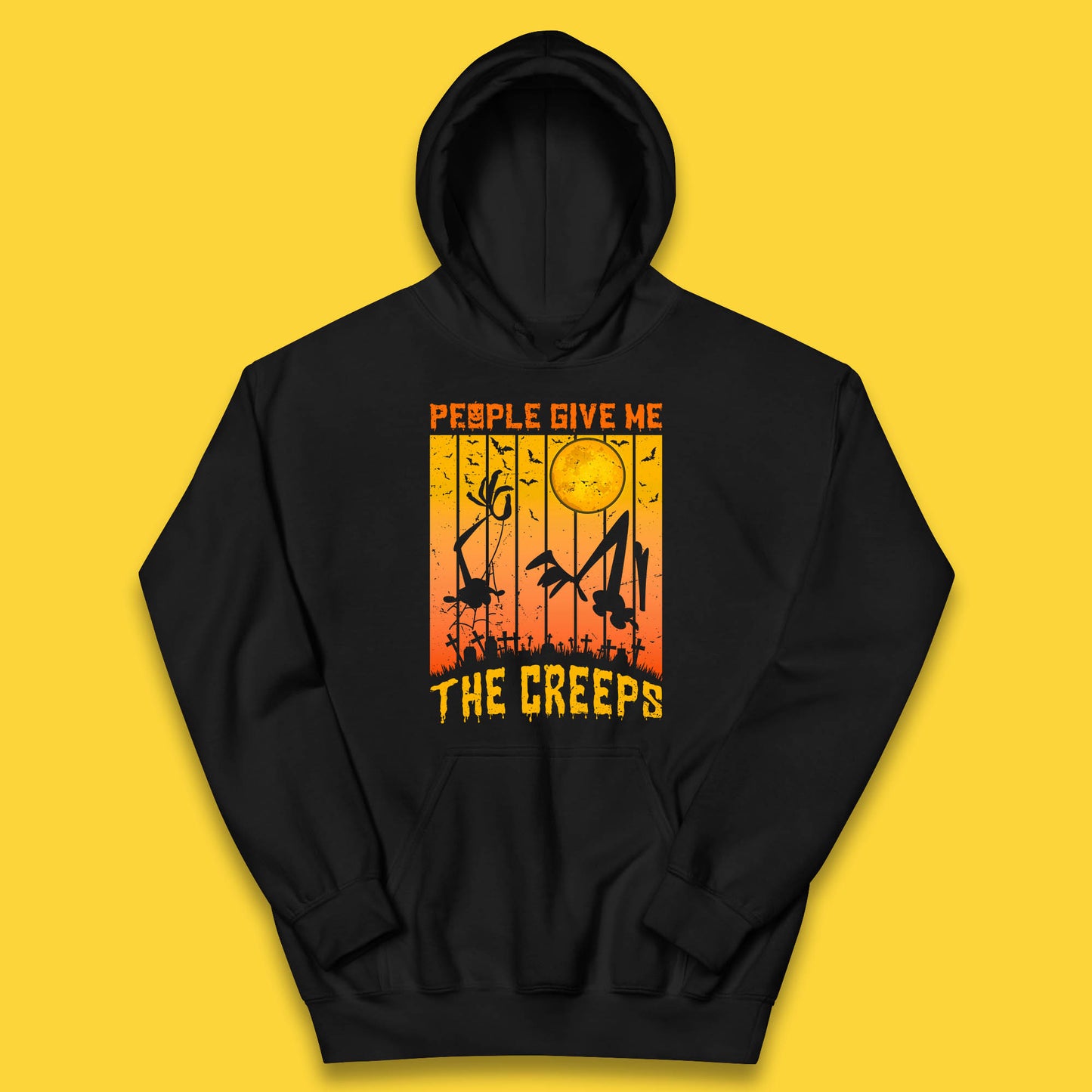 People Give Me The Creep Halloween Horror Scary Graveyards Full moon Flying Bats Kids Hoodie