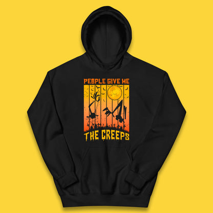 People Give Me The Creep Halloween Horror Scary Graveyards Full moon Flying Bats Kids Hoodie