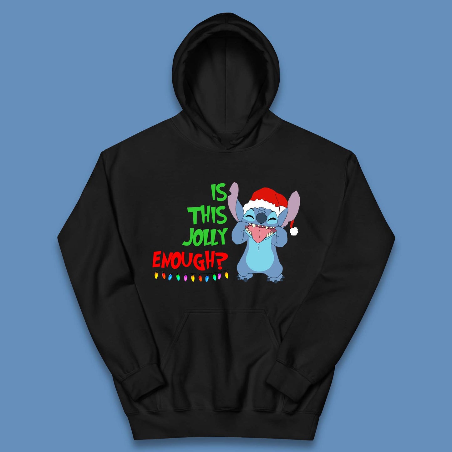 Jolly Enough Stitch Christmas Kids Hoodie