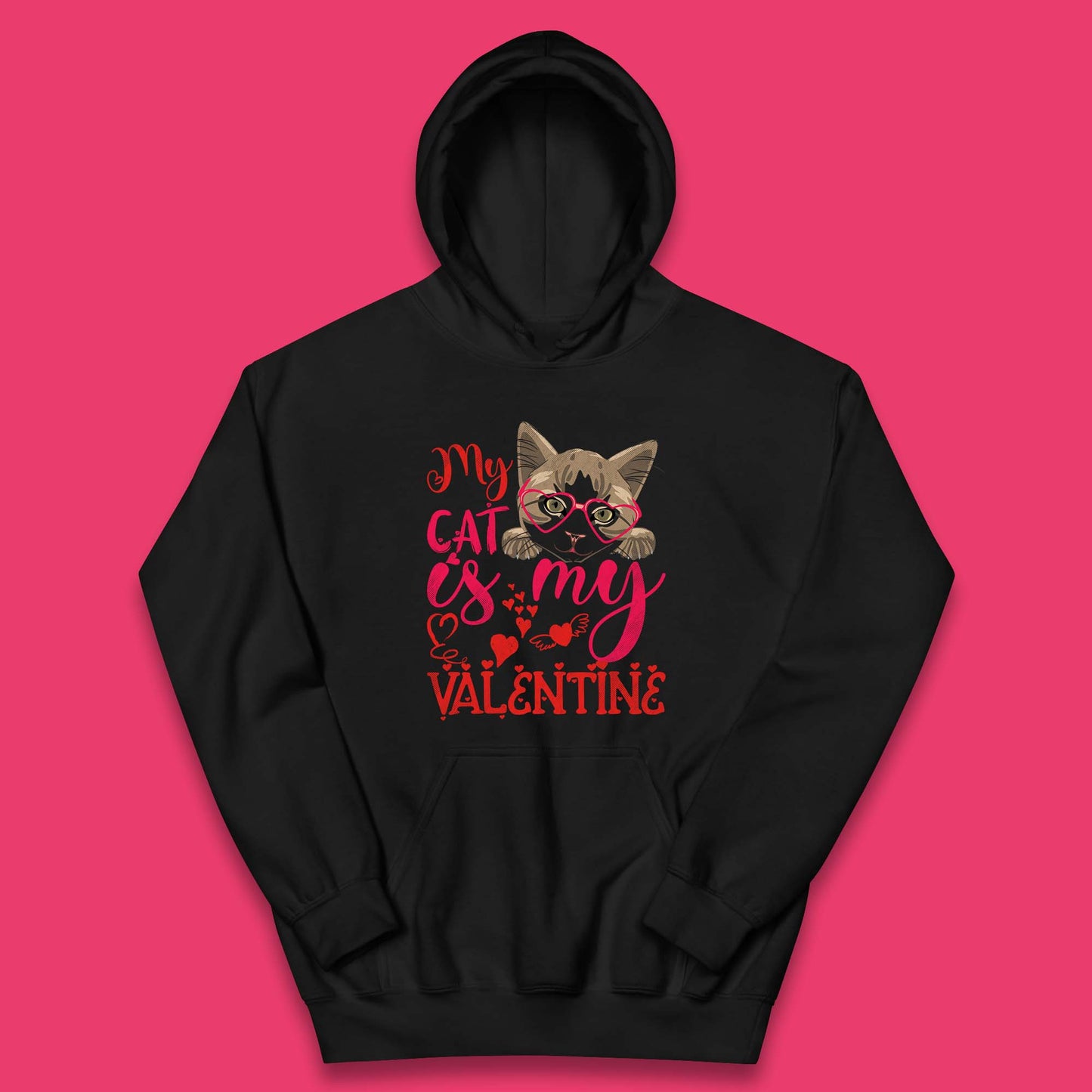 My Cat Is My Valentine Kids Hoodie