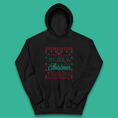 Ugly Christmas Sweater Reindeer Kids Hoodie