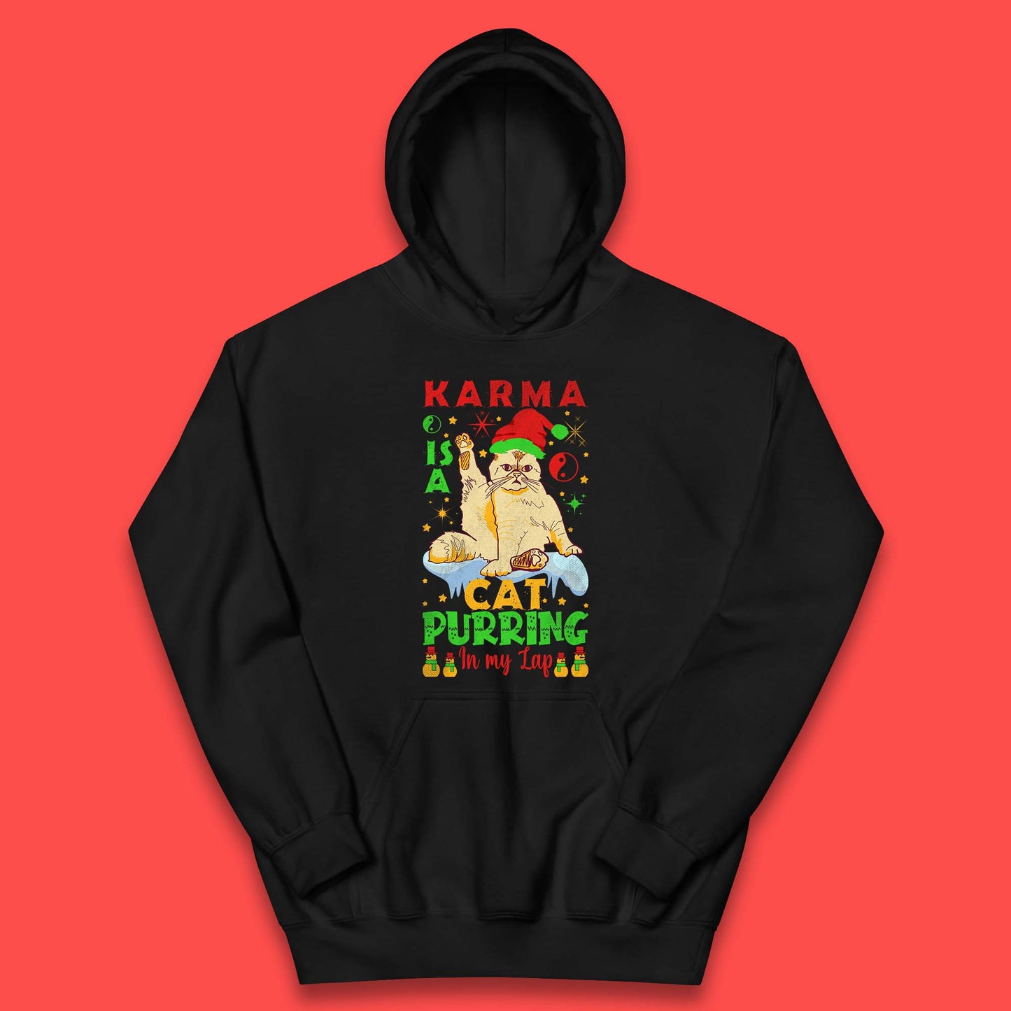 Christmas Karma Is A Cat Kids Hoodie