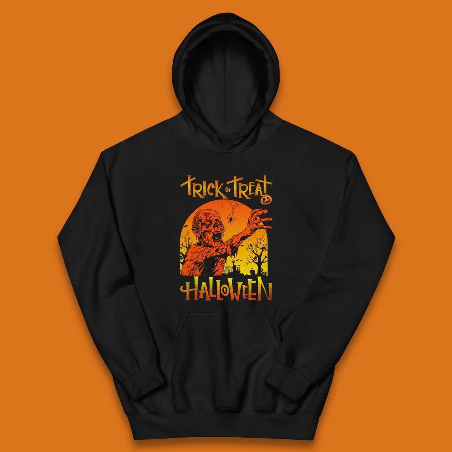 Trick Or Treat Halloween Zombie Horror Scary Spooky Vibes Kids Hoodie