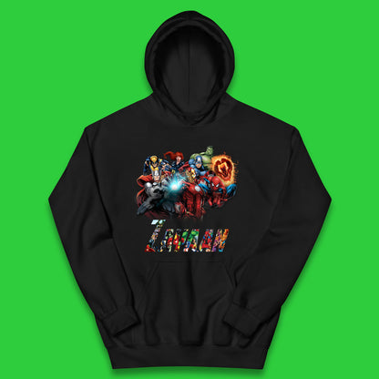 Personalised Marvel Avengers Super Heroes Movie Characters Spider Man, Black Widow, Hulk, Iron Man, Thor, Captain America Avengers Squad Kids Hoodie