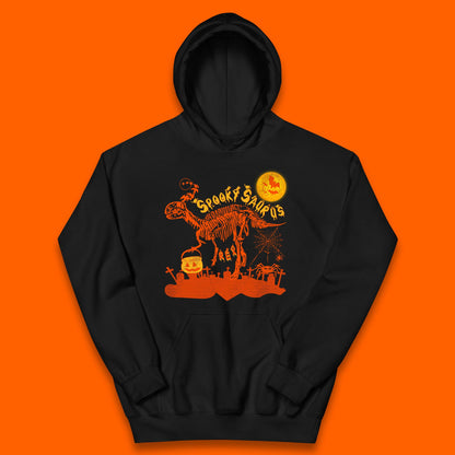 Spooky Saurus Rex Halloween Dinosaur Skeleton T-Rex Scary Pumpkin Kids Hoodie