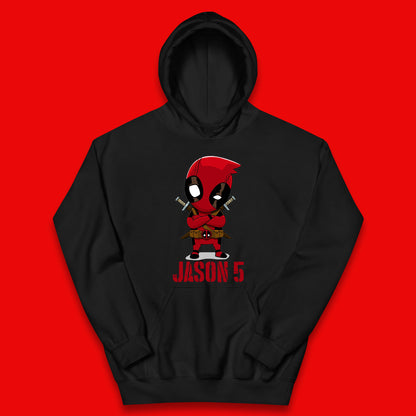 Personalised Chibi Deadpool Fictional Character Your Name & Age Superhero Comic Book Character Deadpool Marvel Comics Kids Hoodie