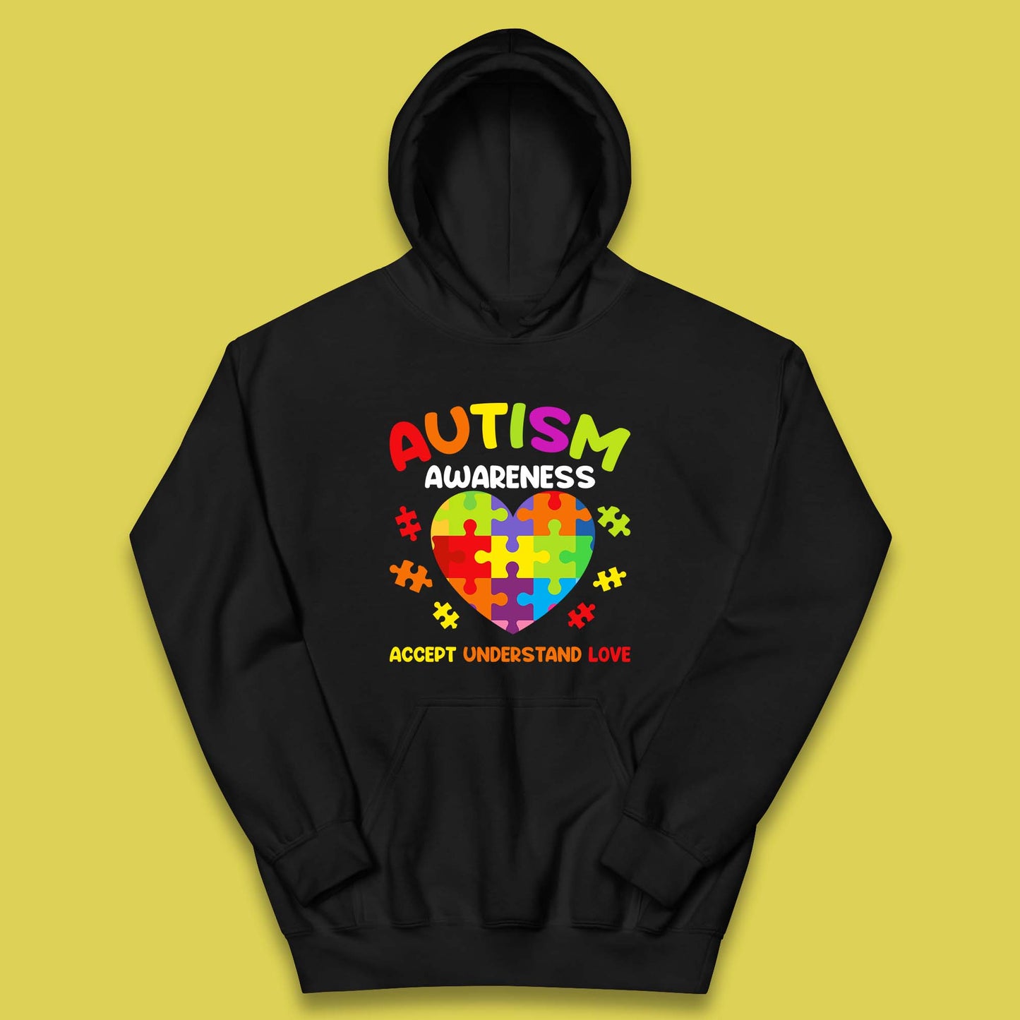 Autism Awareness Accept Understand Love Puzzle Heart Autism Support Kids Hoodie