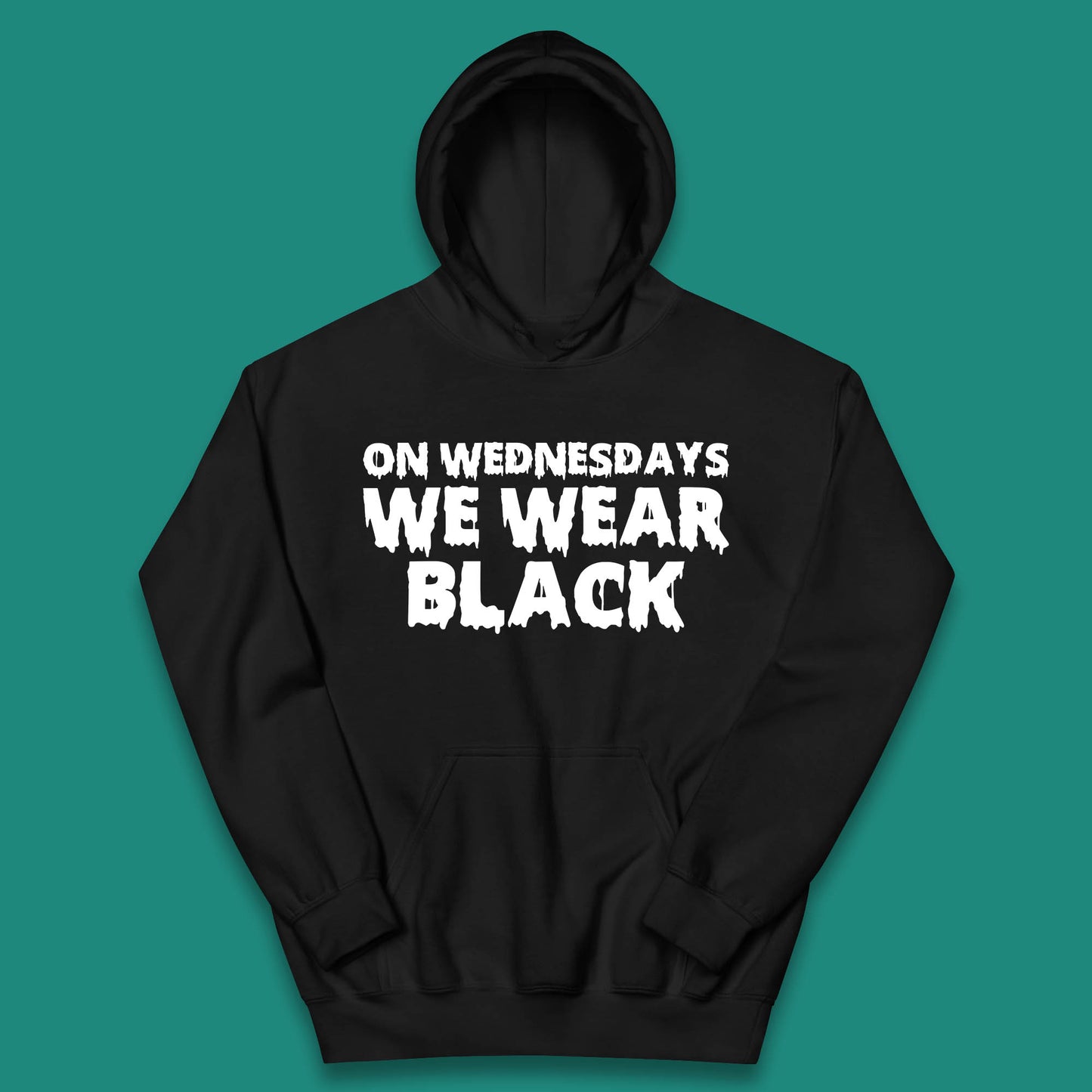 On Wednesday We Wear Black Halloween Wednesday Addams Horror Movie Trending Tv Series Kids Hoodie