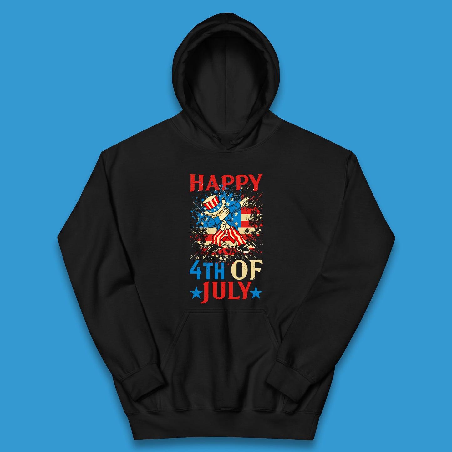 Dabbing Uncle Sam Happy 4th Of July USA Flag Independence Day Funny Dab Dance Kids Hoodie